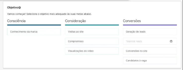 Objetivo da campanha no LinkedIn Ads_ferramentas do Linkedin